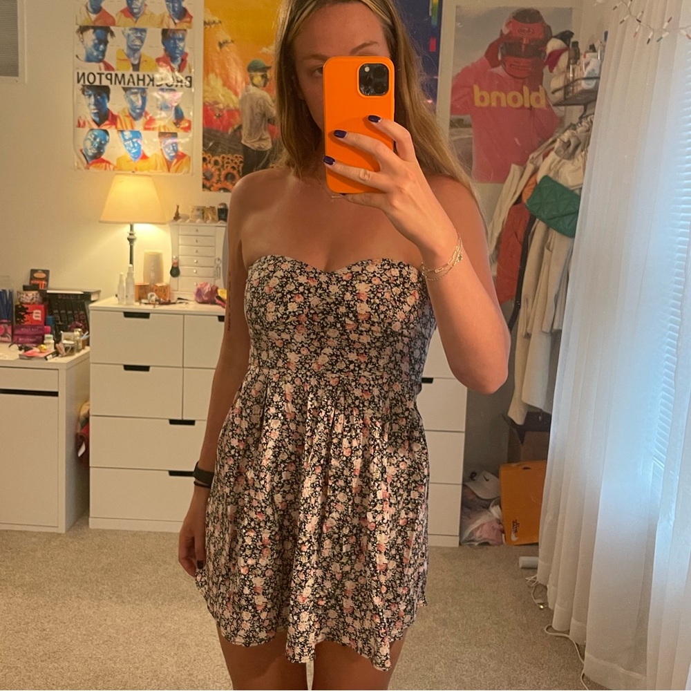 Floral Strapless Mini Dress